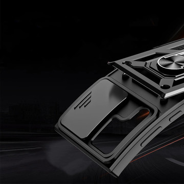 Obrněné pouzdro s krytem fotoaparátu Alogy Camshield Stand Ring pro Samsung Galaxy S22 Ultra černý