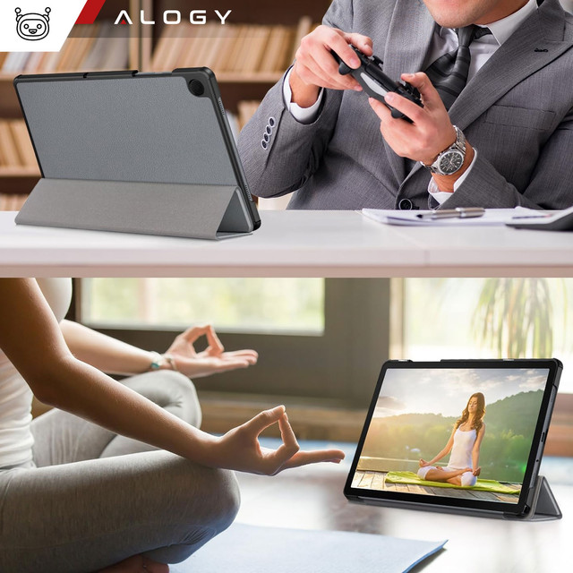 Etui do Samsung Galaxy Tab A9 2023 8.7" X110 / X115 obudowa na tablet Case Alogy Book Cover Szare + SZKŁO HARTOWANE