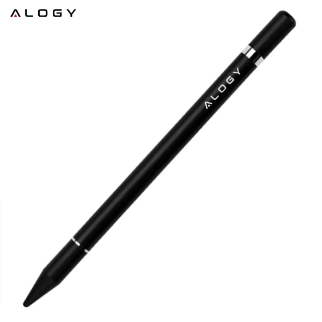 Kapacitní dotykový stylus Alogy 2 v 1 pro obrazovku telefonu a tabletu s perem Černá