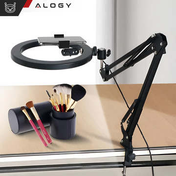 Alogy LED ring light 10 inch photographic Ring for makeup stand for desk top Black