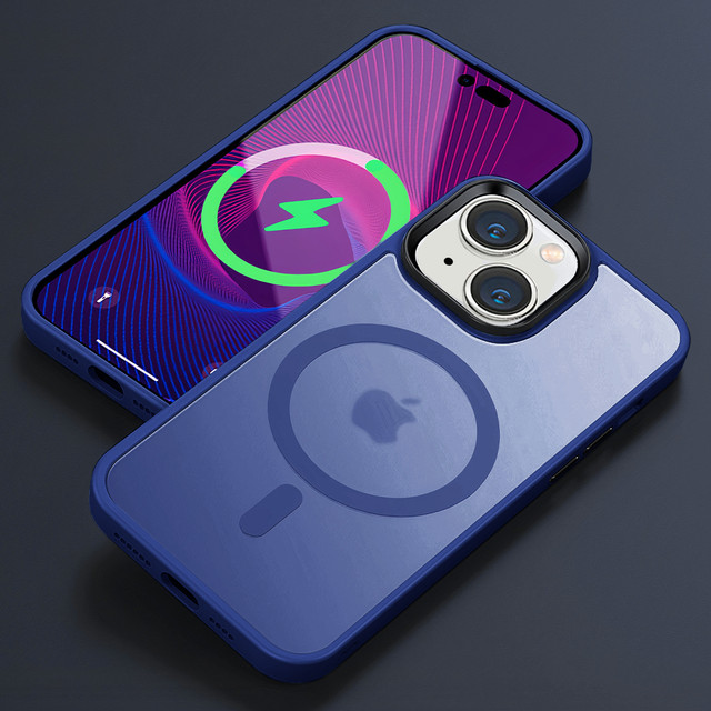 Schützendes MagMat Case für MagSafe für Apple iPhone 13 Matte Navy Glass