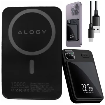 PowerBank Alogy MagCharge 22,5 W PD20W PowerDelivery Schnellladung 10000 mAh kabellos für MagSafe Black