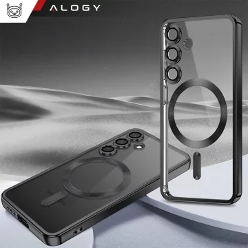 MagSafe-Hülle für Apple iPhone 16 Pro Max Alogy Glamour Luxus-Ringgehäuse Gold-Transparent