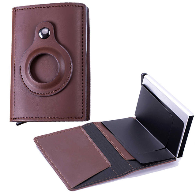 Alogy Smart Wallet s držákem na kartu AirTag Air Tag pro hotovostní RFID ochranu Hnědá