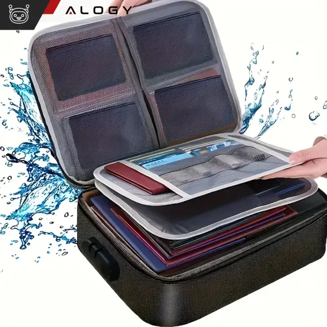 Walizka torba podróżna etui organizer na dokumenty Alogy Bag for Documents with Number Lock - 37x26x11cm Czarna