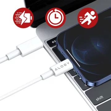 Alogy wall charger fast USB-C PD 20W Lightning cable 1m White