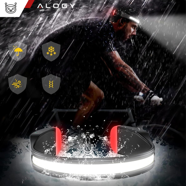 2x Latarka czołówka lampka LED COB do biegania na rower mocna akumulator USB Typ C czołowa Alogy na czoło IPX4 czarna