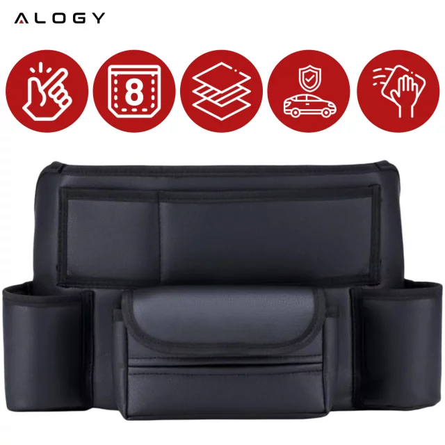 Car organizer for car between seat car seat Alogy Car drink holder tissues Black