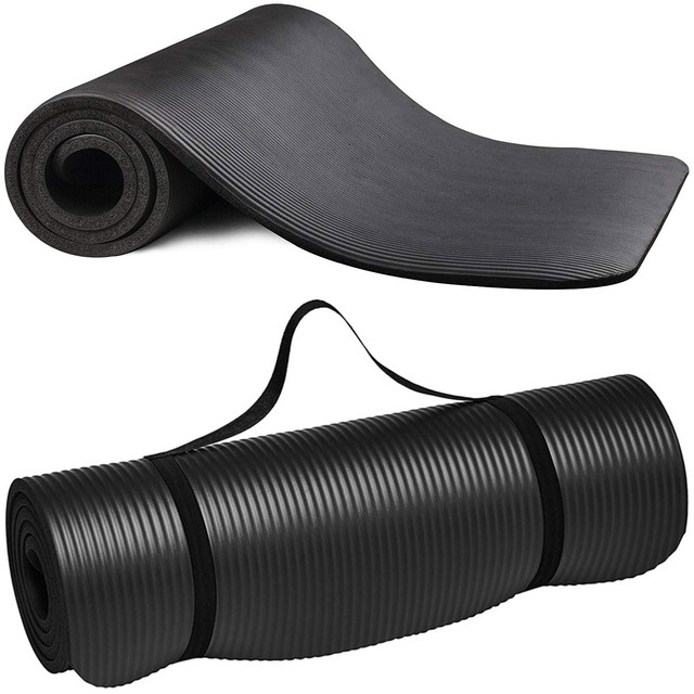 Yoga Fitness Pilates exercise mat gymnastic 185x58 1cm Alogy anti-slip waterproof Black