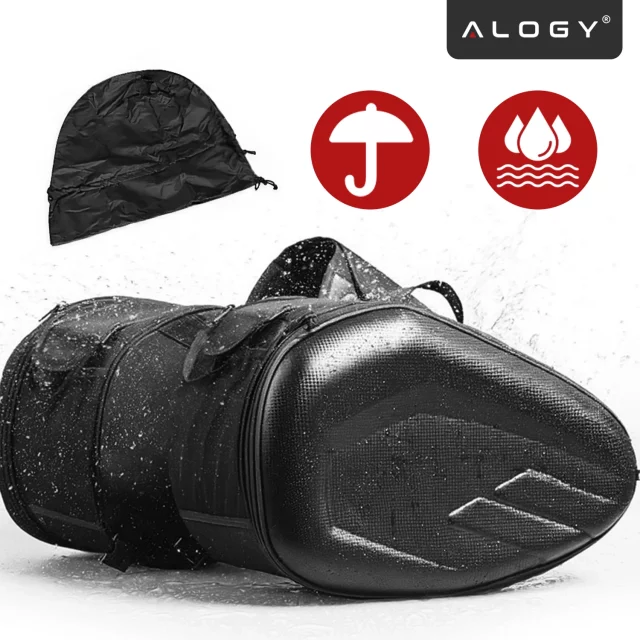 Motorrad-Satteltasche 38–58 l – Tasche, Seitenkoffer, Soziustasche, wasserdicht, robustes Material, verstellbar für Motorräder – Alogy RoadPack™ Schwarz