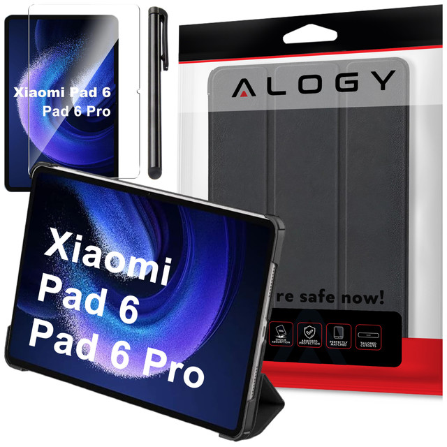 Skleněné pouzdro pro Xiaomi Mi Pad 6 / 6 Pro 11" 2023 Tablet Pouzdro Alogy Book Cover Case Black Stylus Zdarma