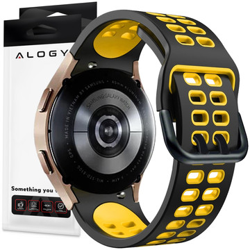 Alogy Soft Band Sport Strap Smartwatch Rubber for Samsung Galaxy Watch 4/5 40/42/44/45mm Black & Yellow