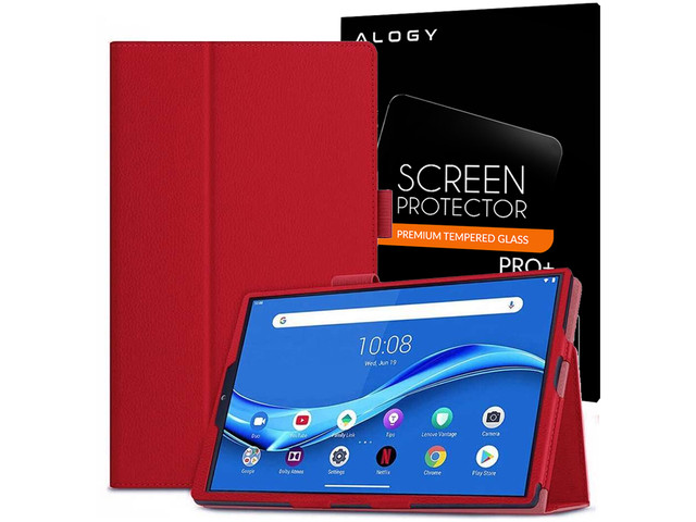 Etui Stand Cover Alogy do Lenovo M10 Gen.2 TB-X306 Czerwone + Szkło