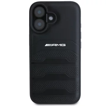 Etui do iPhone 16 AMG Leather Debossed Lines czarne