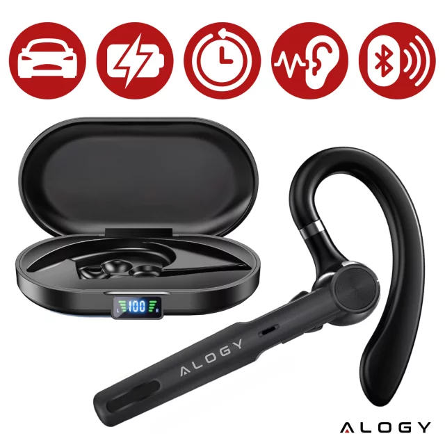 Bezdrátový headset pro hovory Bluetooth 4.0 do auta headset s displejem V8 Black