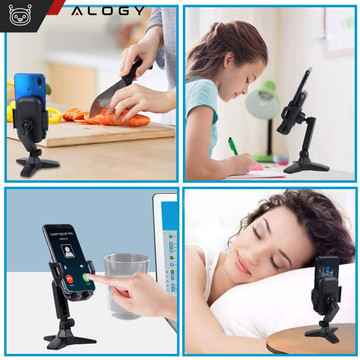 Stojan na telefon Stolní stojan Nastavitelný 360 stolní stativ 4-7" Alogy Black