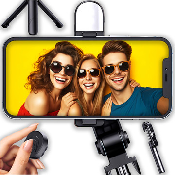 Alogy Holder Wireless Selfie Stick Bluetooth foldable Tripod Mini tripod for phone with LED light