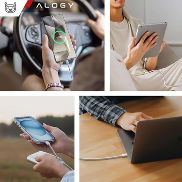 Kabel USB-C typu C Silný rychlý 60W PD 1M pro iPhone 15/Pro/Max iPad MacBook Alogy nylonový kabel bílý