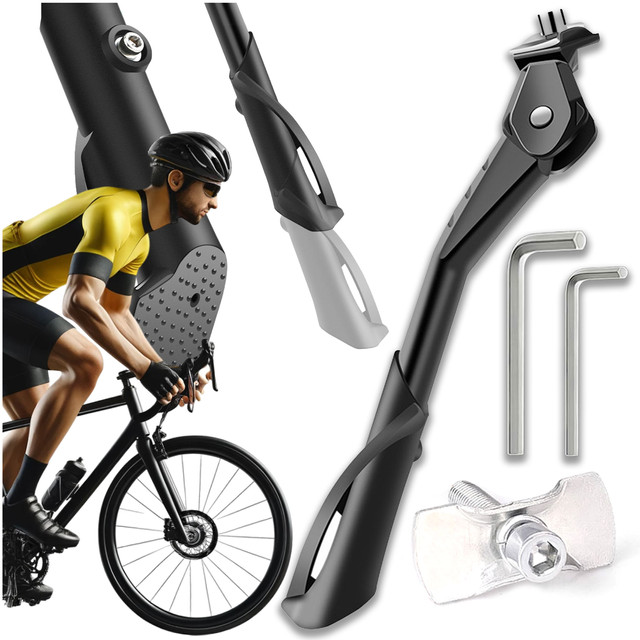 Bicycle kickstand adjustable leg bicycle stand 24-29 cm central aluminum Alogy black