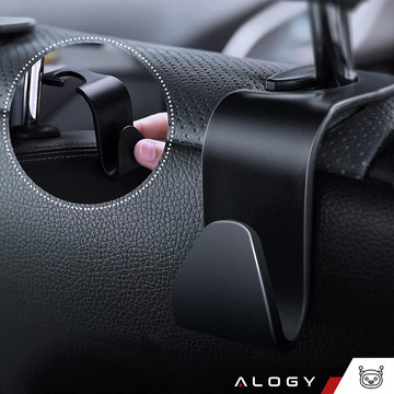 2x Wieszak uchwyt haczyk samochodowy na fotel zagłówek organizer do auta hak Alogy Car Czarny