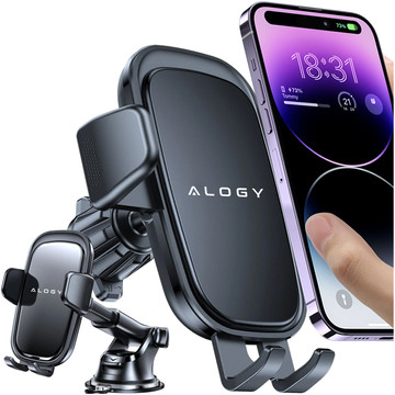 Car phone holder, window, grille, cockpit, dashboard, car, car, for 7" phone Alogy 3in1 Black