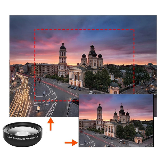 Lens smartphone lens 2in1 kit Alogy Lens clip 0.45X Macro 12.5X wide