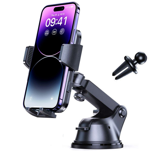 Držák telefonu do auta 2v1 Alogy na čelní sklo k mřížce palubní desky Black