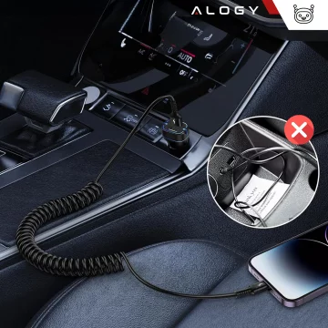 Alogy Spiral-Autoladekabel 66W 5A 150cm USB auf USB-C schwarz