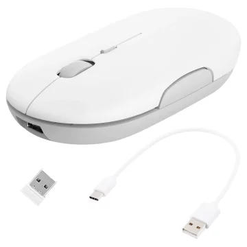 Alogy Wireless Mouse Ergonomic Small Mouse for Laptop PC Bluetooth 2.4GHz Silent White