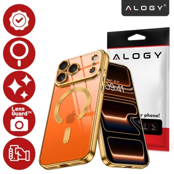 Etui z MagSafe do Apple iPhone 17 Pro – obudowa glamour z ochroną obiektywu, eleganckie i odporne na zarysowania – Alogy LuxuryRing™ Glamour Case Gold