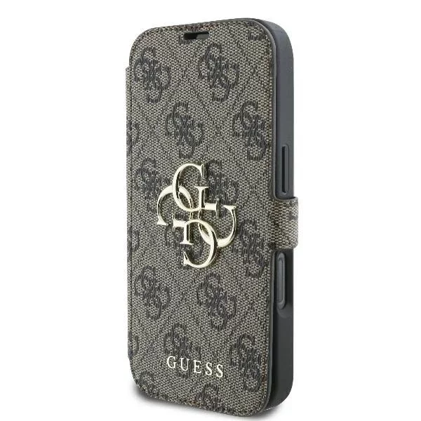 Guess 4G Metall-Logo-Schutzhülle für iPhone 16 Pro Max – Braun