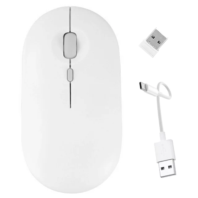 Alogy Wireless Mouse Ergonomic Small Mouse for Laptop PC Bluetooth 2.4GHz Silent White