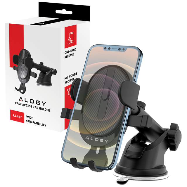Alogy držák do auta na 6,5" telefon, gravitační, na čelní sklo, palubní deska Easy One Touch Black