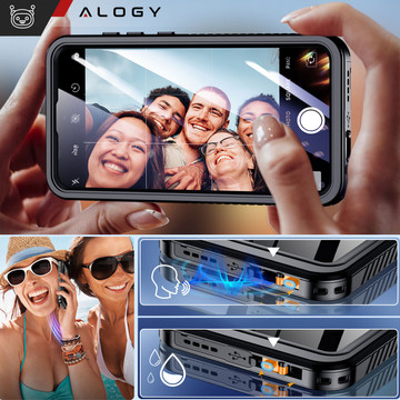 Case for Samsung Galaxy S24 Plus Armored Waterproof IP68 360 Armor Case with built-in glass Alogy black