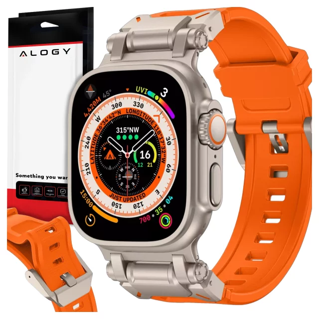 Pasek bransoleta Alogy Luxury Metal TPU Band do Apple Watch 42/44/45/49mm Orange