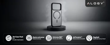 Alogy 3in1 Case Pack™ – Černý hybridní kryt MagSafe se 2 ochrannými tvrzenými skleněnými pouzdry pro Apple iPhone 17 Pro Max