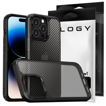 Alogy Techsuit CarbonFuse protective phone case for Apple iPhone 14 Pro Max Black Glass