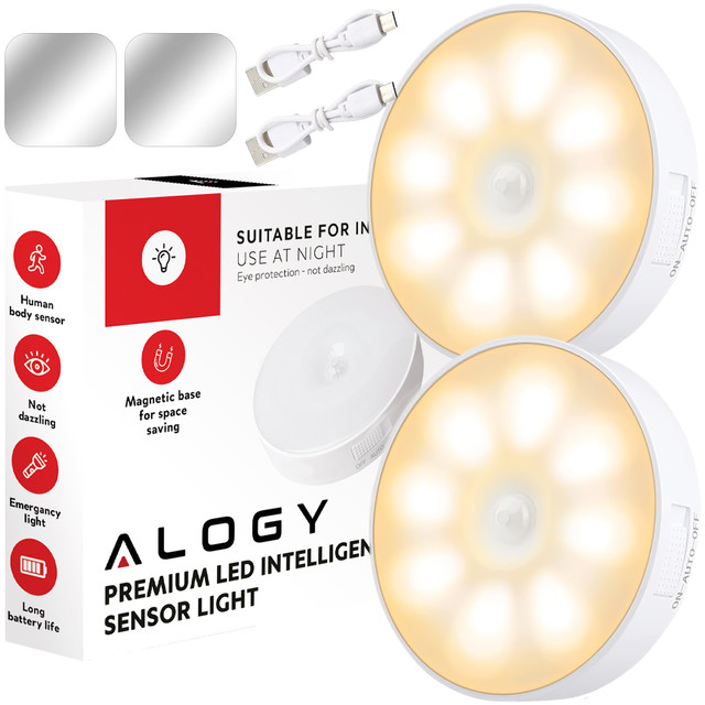2x Lamp LED motion sensor dusk night lamp Alogy Sensor Light Wireless furniture lighting Warm light 3000k