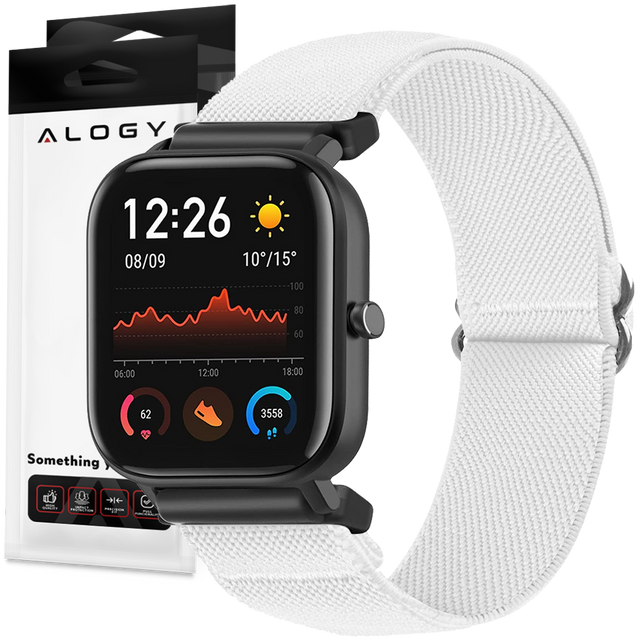 Elastický řemínek Univerzální Nylon Alogy Nylon Smartwatch pásek 20 mm bílý
