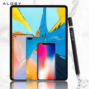 Alogy 2-in-1 capacitive touch stylus for phone tablet screen with pen Black
