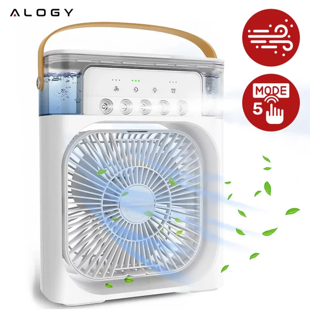 Stolní ventilátor stojící ventilátor malé oběhové čerpadlo s klipem bezdrátové ruční 500mAh USB-C Alogy White