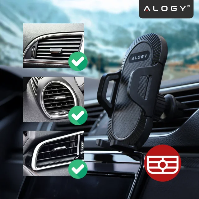 Alogy 3-in-1 car phone holder for the windshield, dashboard grille, cockpit Organizer