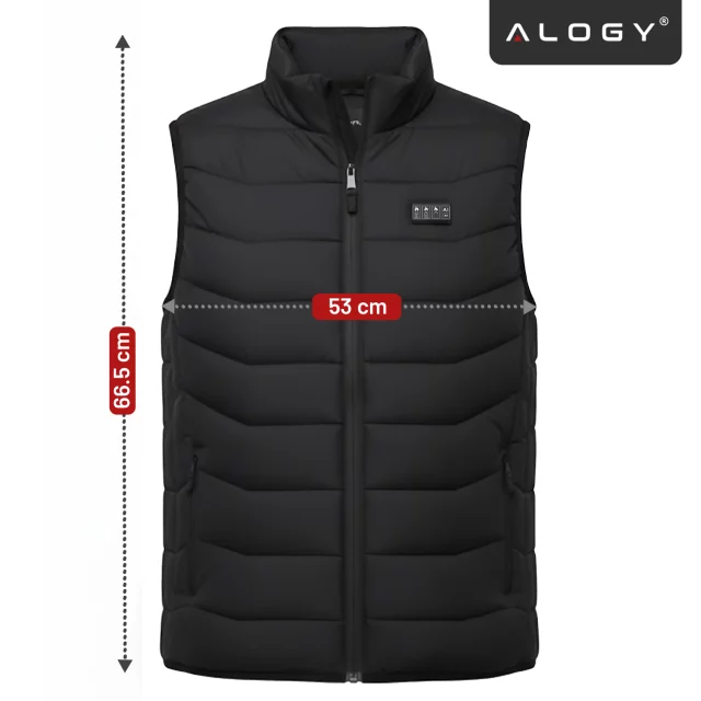 Kamizelka grzewcza z 28 strefami – 4-stopniowa regulacja temperatury, zasilanie USB, idealna na zimę i aktywności outdoor – Alogy ThermoVest™ Czarna (XL)