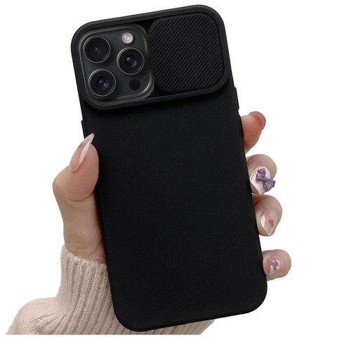 Case for iPhone 15 Pro Max Slide Case with lens cover, camera housing, matte black Alogy Soft Matt