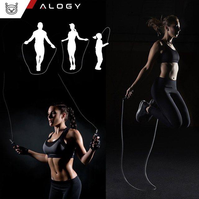 Nastavitelné boxerské lano Crossfit Fitness Alogy Sport s vyměnitelnými články 300cm ložiska pohodlné černé