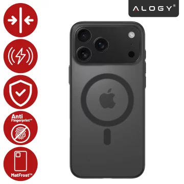 Apple iPhone 17 Pro Case – Matte MagSafe Cover with Lens Protection, Slim and Scratch-Resistant, Perfect Fit – Alogy Skinny MatteCase™ Black