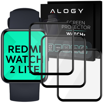 3x Flexible Glass 3D Alogy Screen Protector Pro for Xiaomi Redmi Watch 2 Lite Black