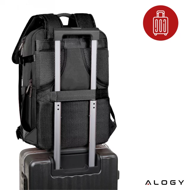 Pánský dámský cestovní batoh na notebook do kufru Zavazadla do letadla Práce do školy 45x30x20cm Alogy Unisex Černá