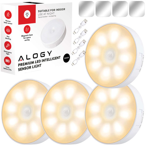 4x Lamp LED motion sensor dusk night lamp Alogy Sensor Light Wireless furniture lighting Warm light 3000k
