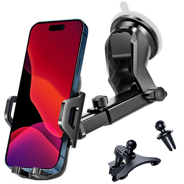 Alogy 3-in-1 car phone holder for the windshield for the dashboard grille Black